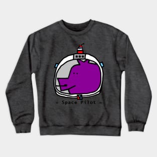 Astronaut Space Pilot Sci Fi Purple Pig Portrait Crewneck Sweatshirt